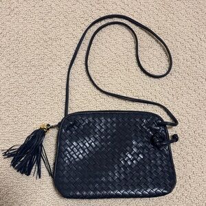 Elegant Andre Cellini Black Woven Crossbody Bag